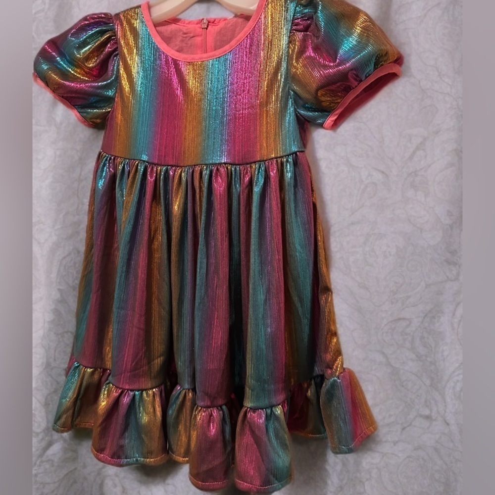 NWT Toddler Girls A Line Ruffle Swing Casual Party Dress Size 1-2 YR Old - Picture 6 of 6